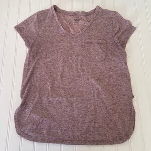 Toad & Co Ember Short Sleeve T Shirt Linen Blend V Neck Pocket Tee Womens Medium